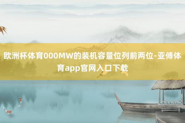 欧洲杯体育000MW的装机容量位列前两位-亚傅体育app官网入口下载