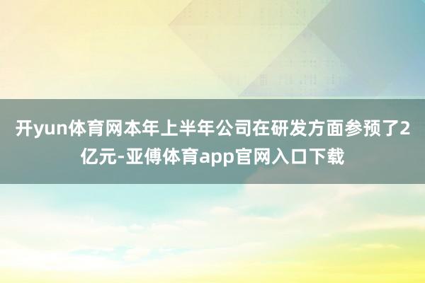 开yun体育网本年上半年公司在研发方面参预了2亿元-亚傅体育app官网入口下载