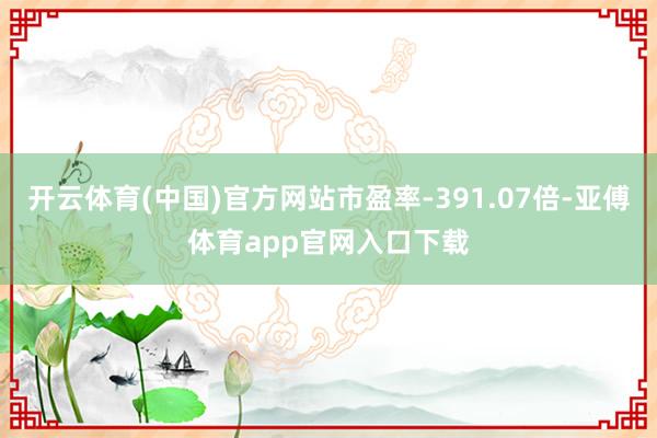 开云体育(中国)官方网站市盈率-391.07倍-亚傅体育app官网入口下载