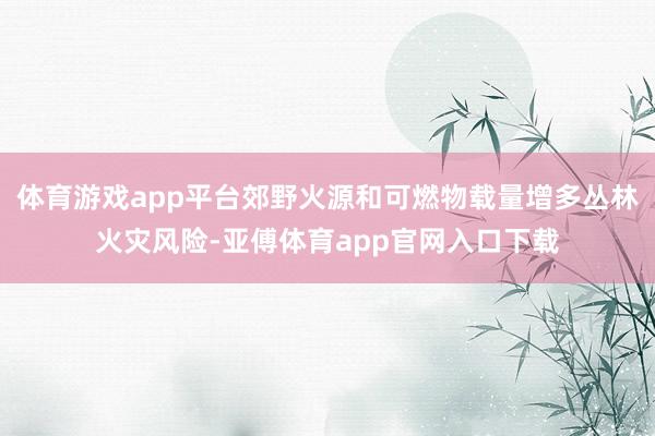 体育游戏app平台郊野火源和可燃物载量增多丛林火灾风险-亚傅体育app官网入口下载