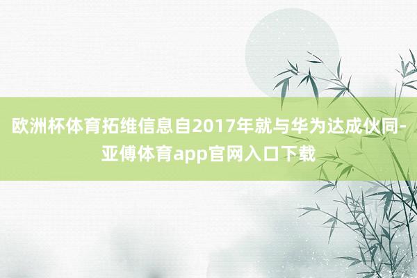 欧洲杯体育拓维信息自2017年就与华为达成伙同-亚傅体育app官网入口下载